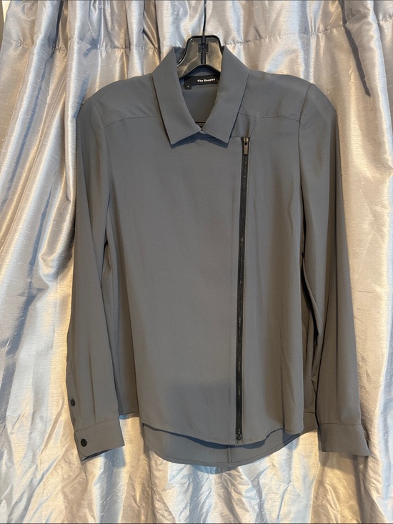 The Kooples Tops - The Kooples Charcoal Gray Asymmetrical Zip Shirt size Medium.
